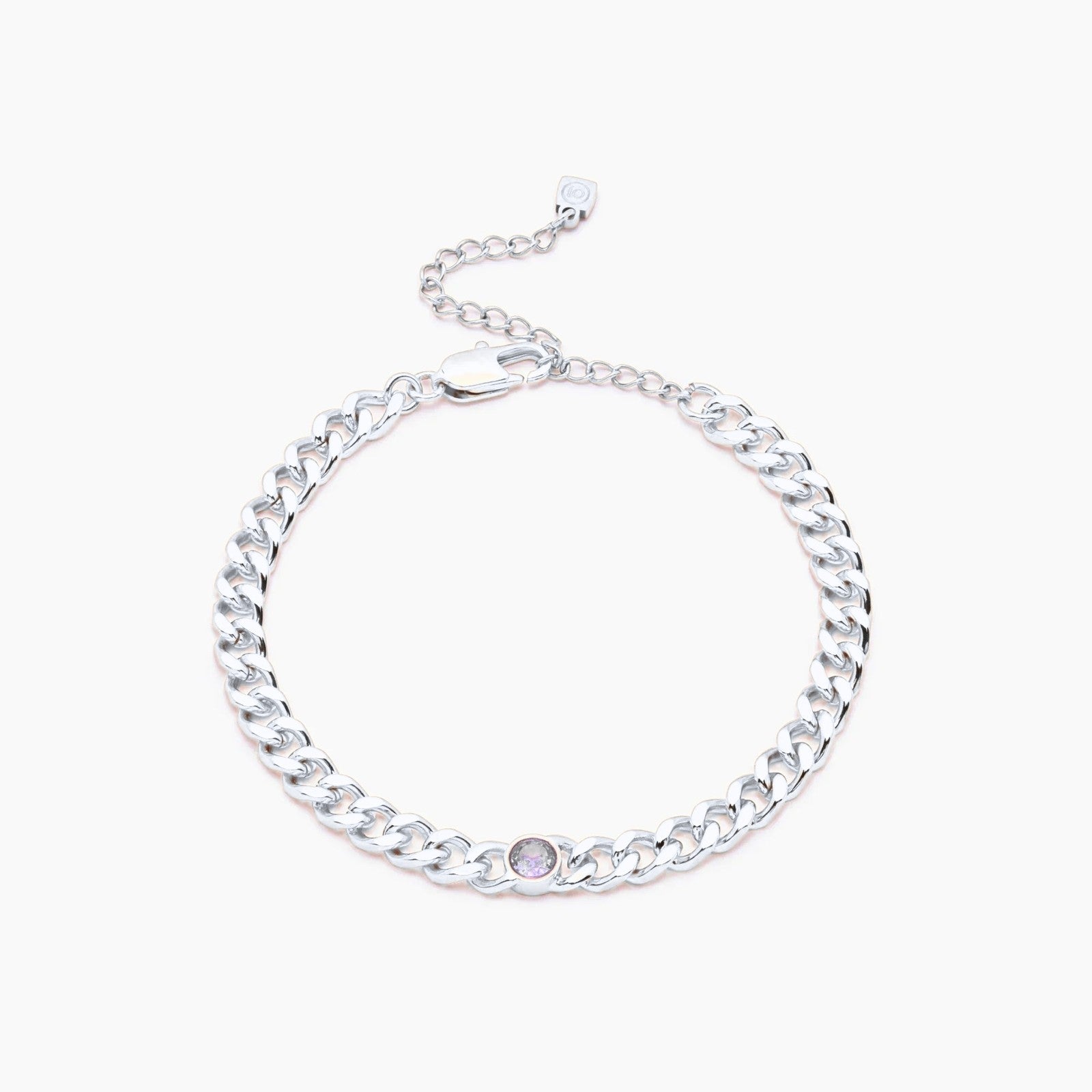 curb-chain-birthstone-bracelet — Silver / Apr-Diamond