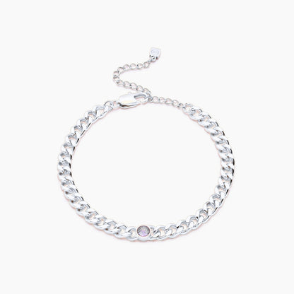 curb-chain-birthstone-bracelet — Silver / Apr-Diamond