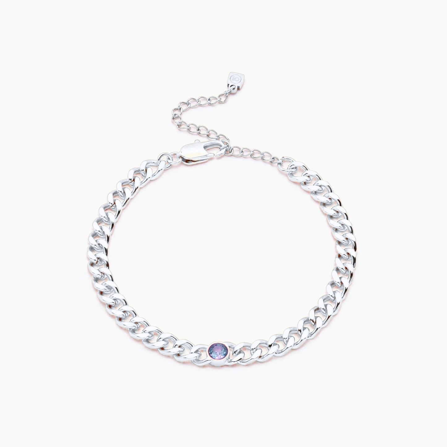 curb-chain-birthstone-bracelet — Silver / Dec-Blue Topaz