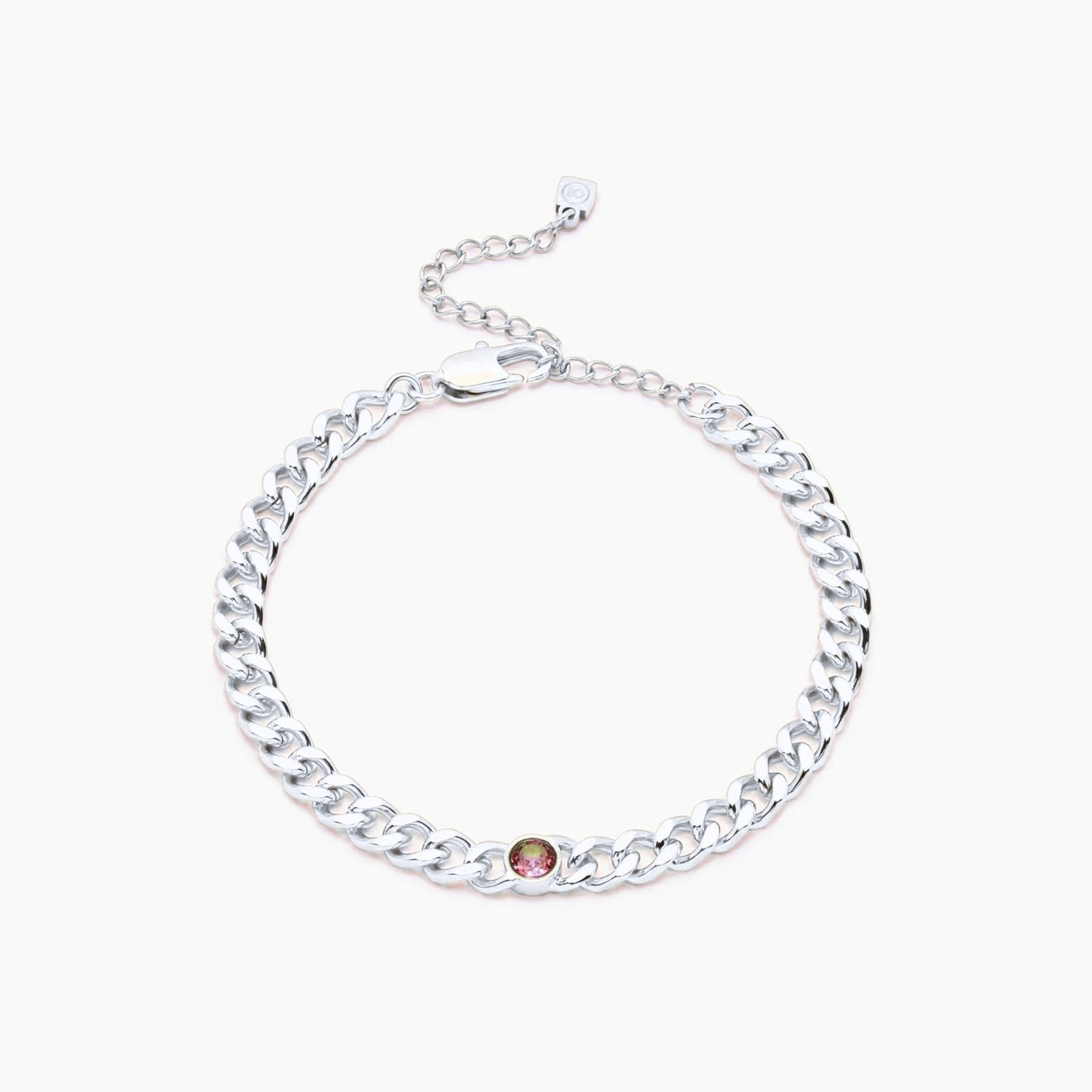 curb-chain-birthstone-bracelet — Silver / Jan-Garnet