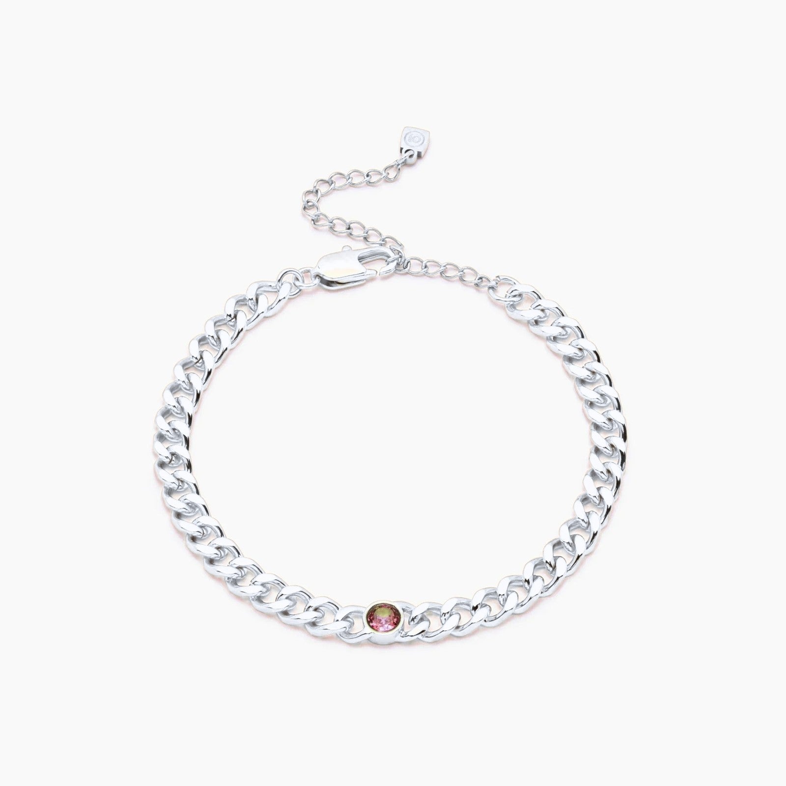 curb-chain-birthstone-bracelet — Silver / Jan-Garnet