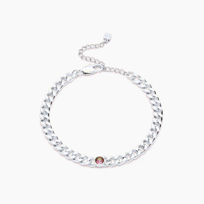 curb-chain-birthstone-bracelet — Silver / Jan-Garnet