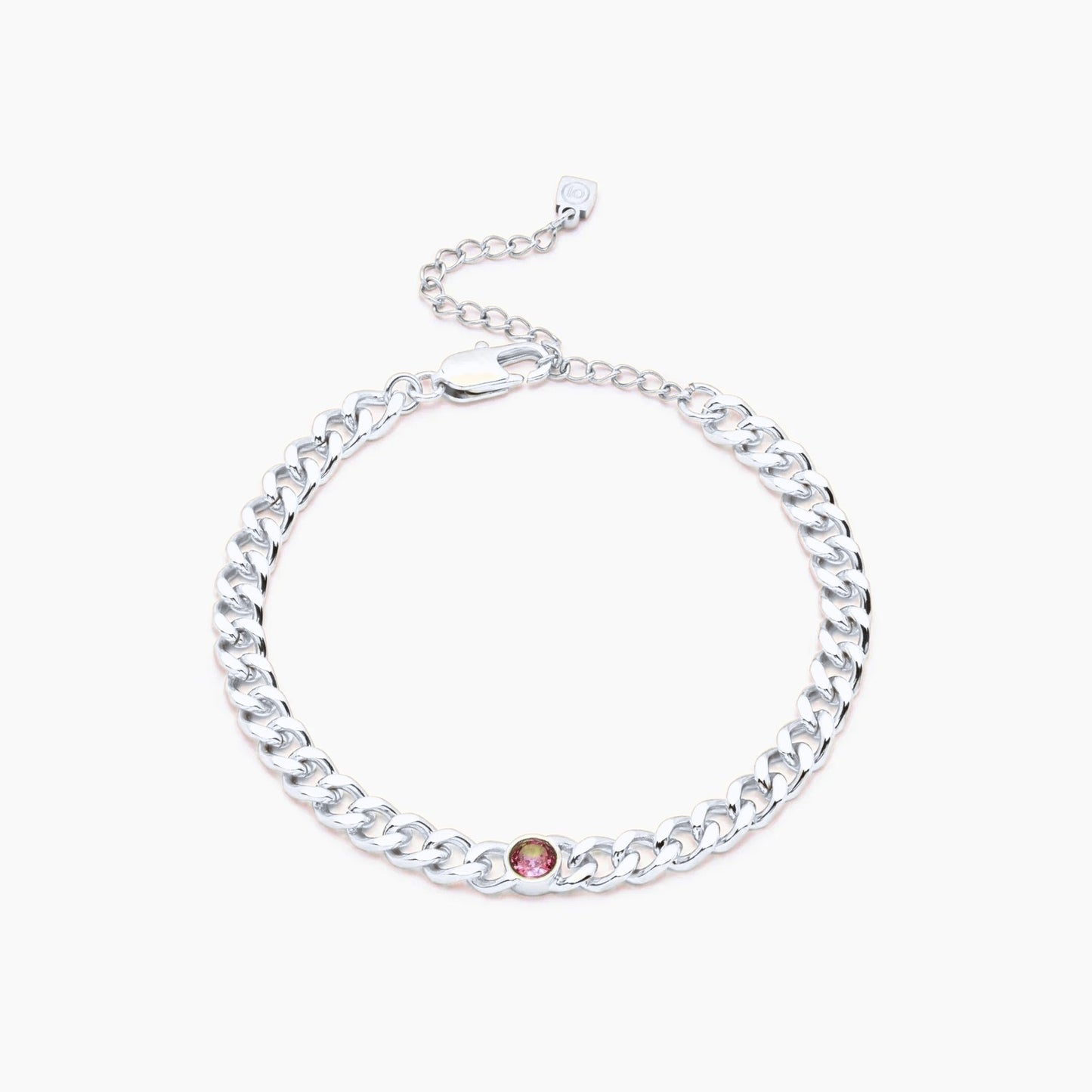curb-chain-birthstone-bracelet — Silver / Jul-Ruby