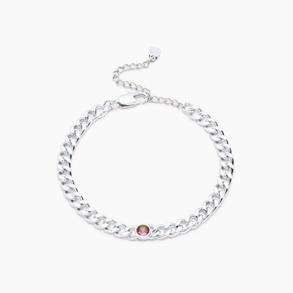 curb-chain-birthstone-bracelet — Silver / Jul-Ruby