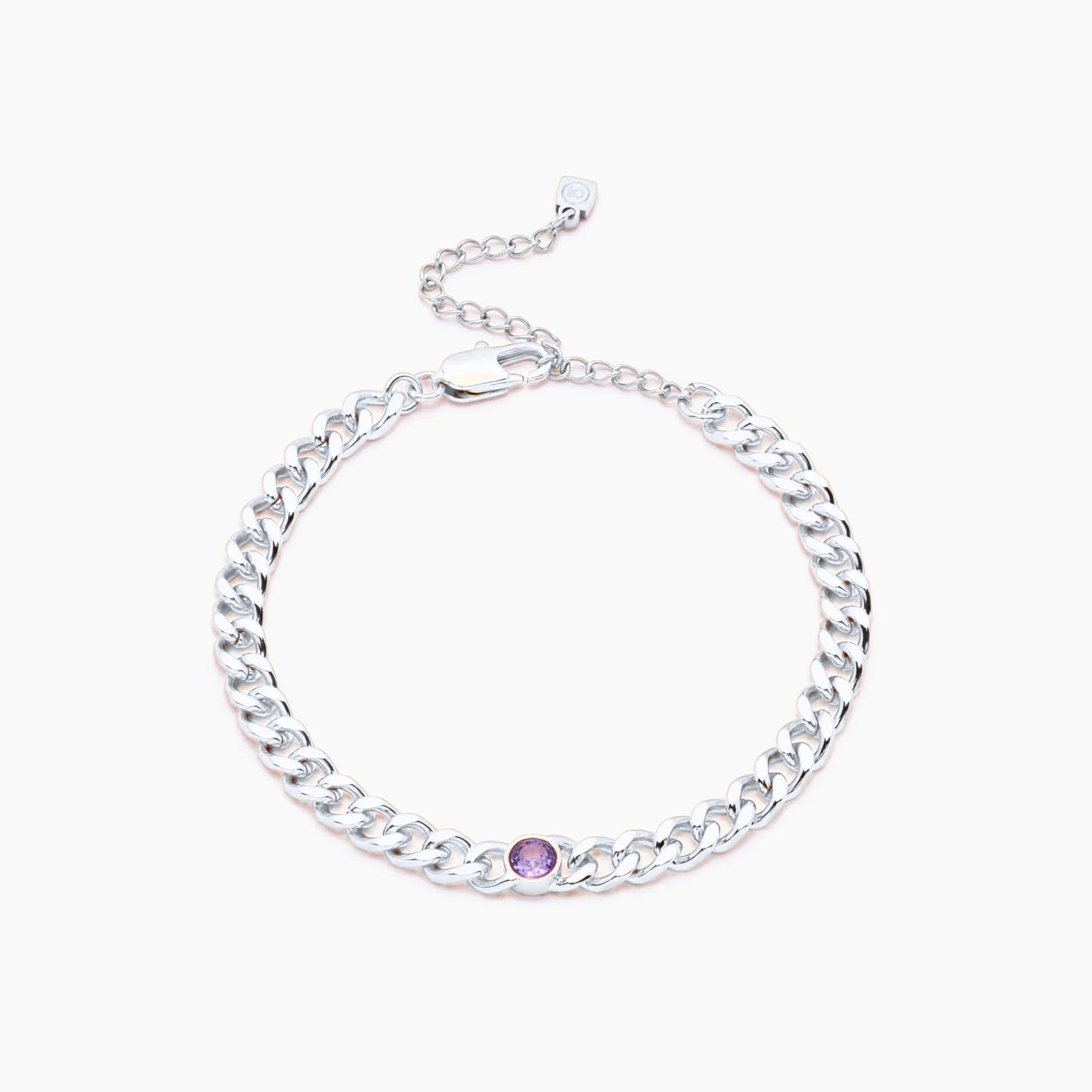 curb-chain-birthstone-bracelet — Silver / Jun-Alexandrite