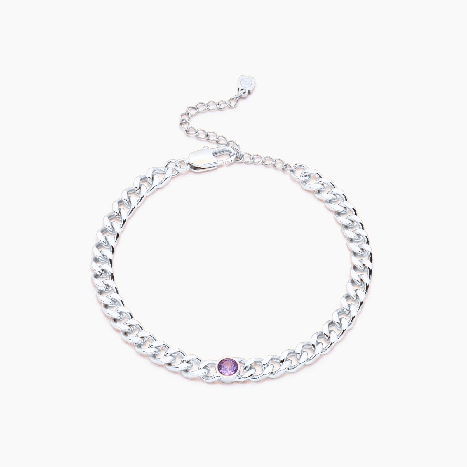 curb-chain-birthstone-bracelet — Silver / Jun-Alexandrite