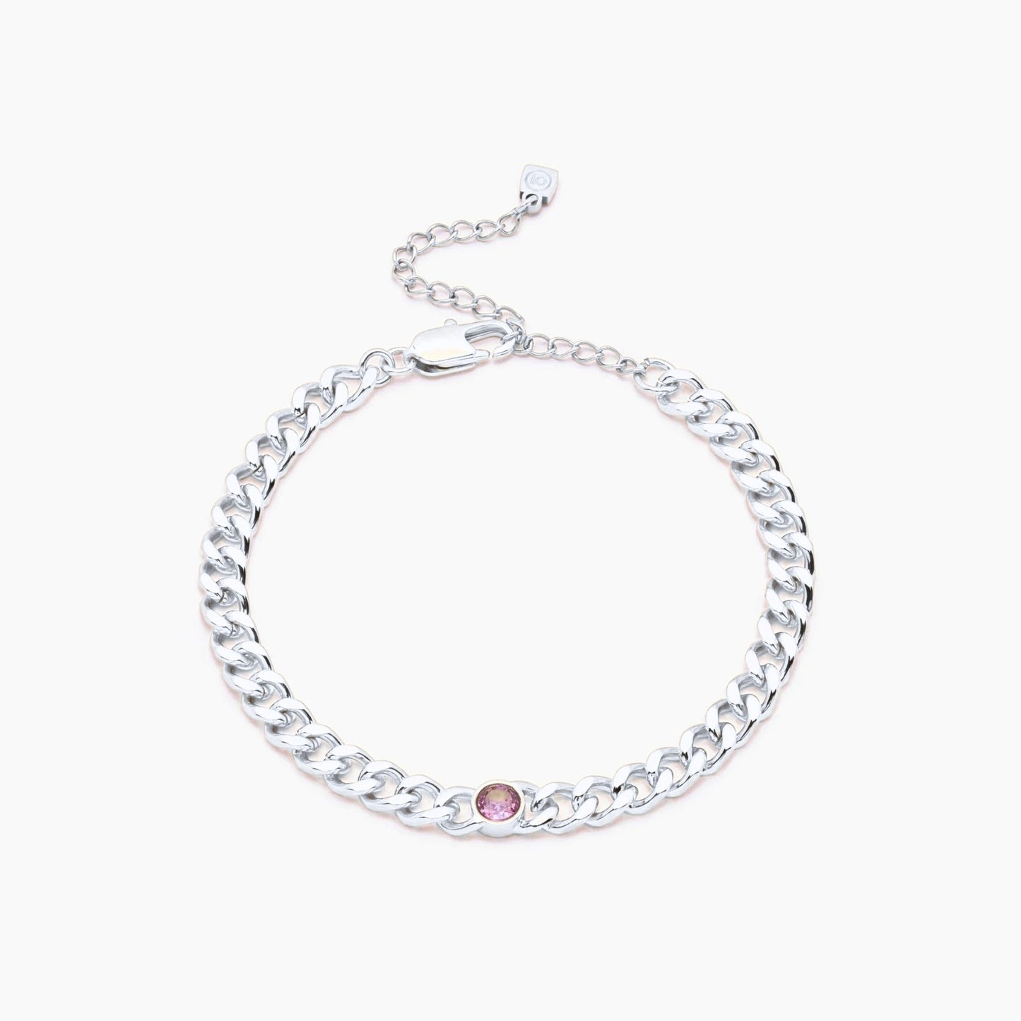 curb-chain-birthstone-bracelet — Silver / Oct-Tourmaline