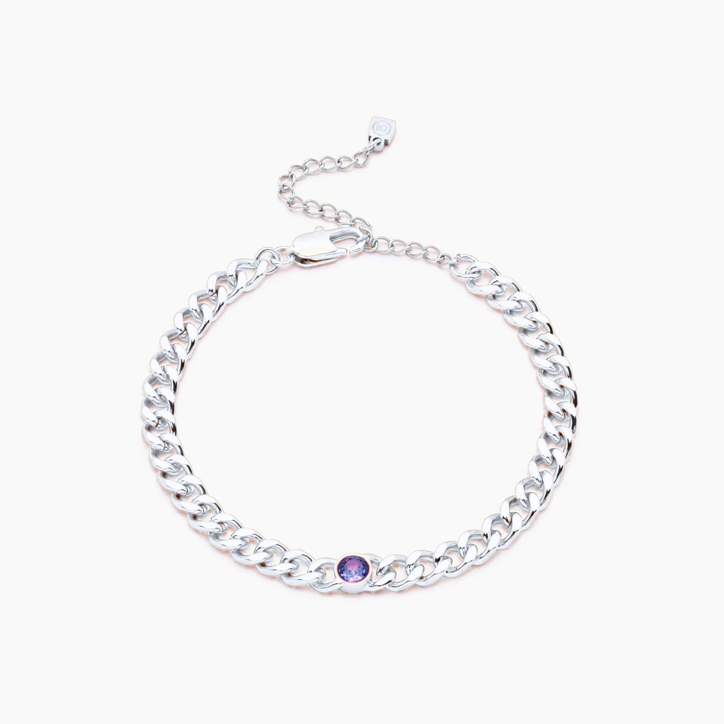 curb-chain-birthstone-bracelet — Silver / Sep-Sapphire