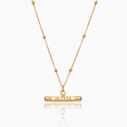 custom-name-birthstone-t-bar-necklace — Gold / Apr-Diamond