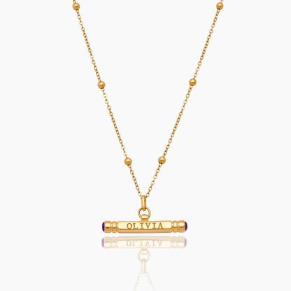 custom-name-birthstone-t-bar-necklace — Gold / Jun-Alexandrite