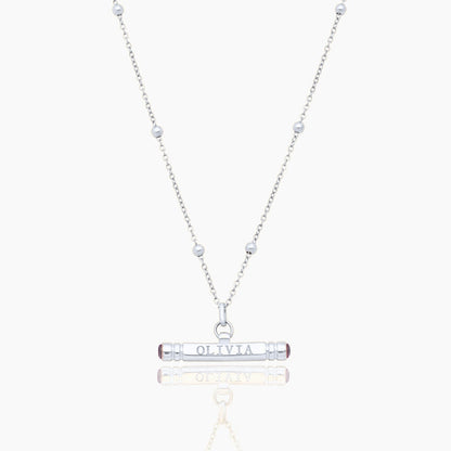 custom-name-birthstone-t-bar-necklace — Silver / Apr-Diamond