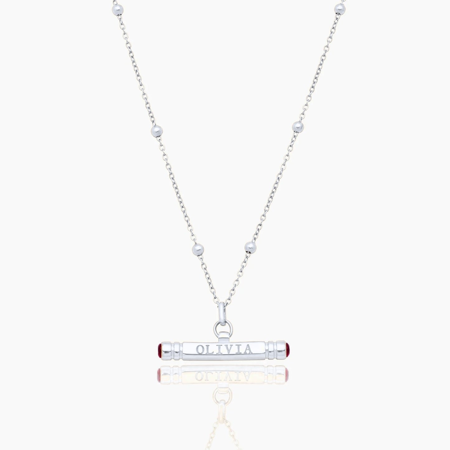 custom-name-birthstone-t-bar-necklace — Silver / Jan-Garnet