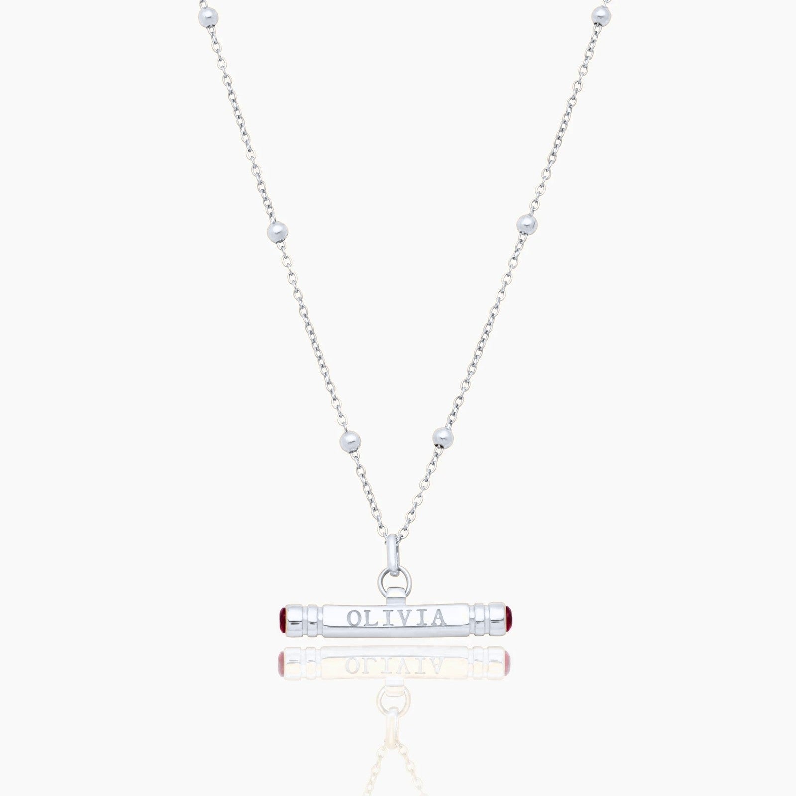 custom-name-birthstone-t-bar-necklace — Silver / Jan-Garnet