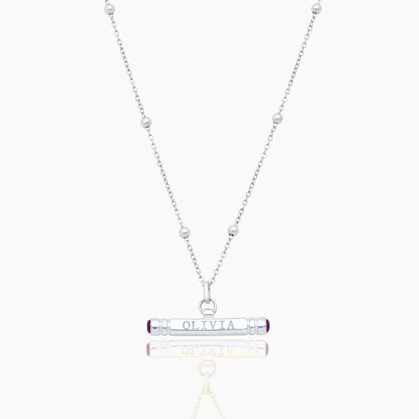 custom-name-birthstone-t-bar-necklace — Silver / Jun-Alexandrite