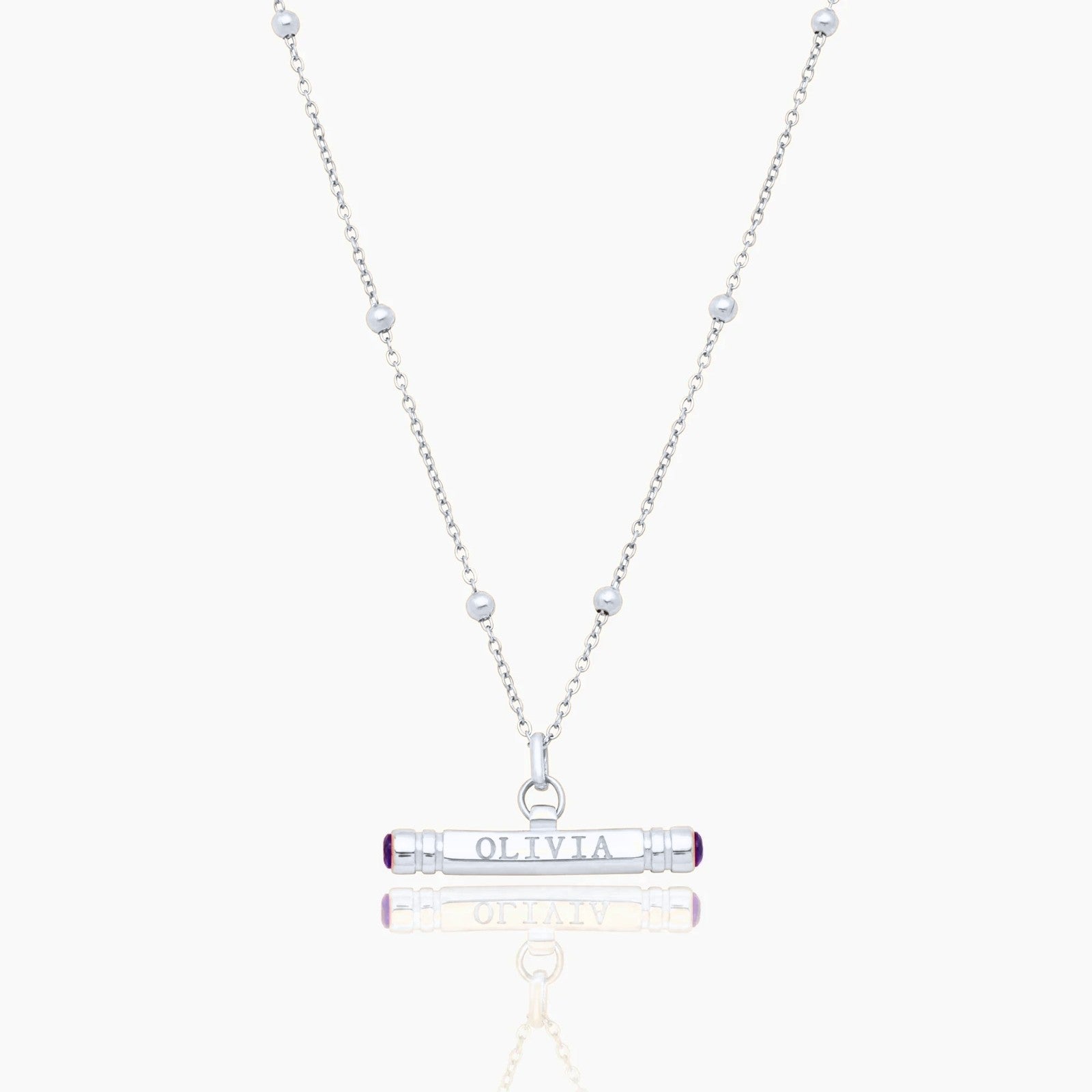 custom-name-birthstone-t-bar-necklace — Silver / Jun-Alexandrite
