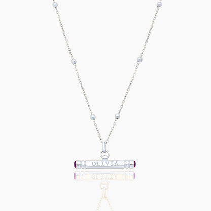 custom-name-birthstone-t-bar-necklace — Silver / Jun-Alexandrite