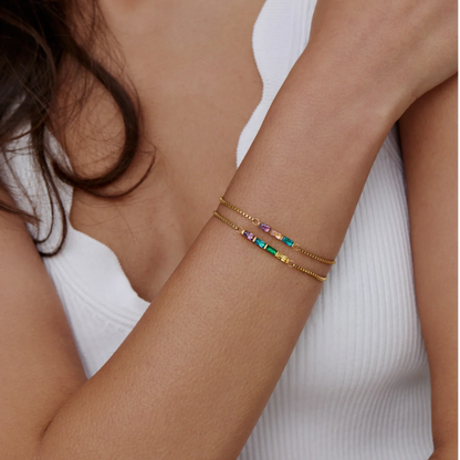 Dainty Baguette Birthstone Bracelet