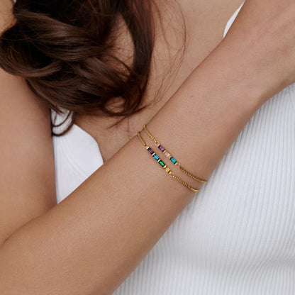Dainty Baguette Birthstone Bracelet