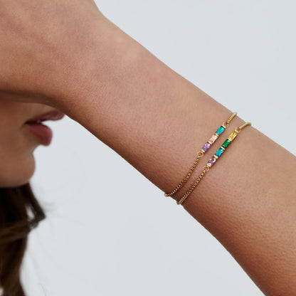 Dainty Baguette Birthstone Bracelet