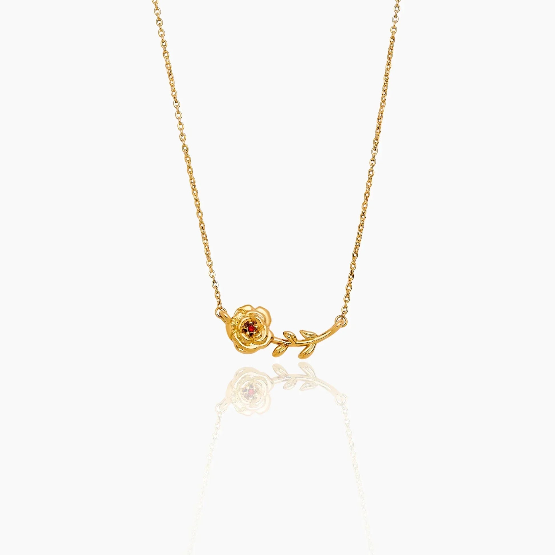 Dainty birth flower necklace gold — Olivia Jewelry