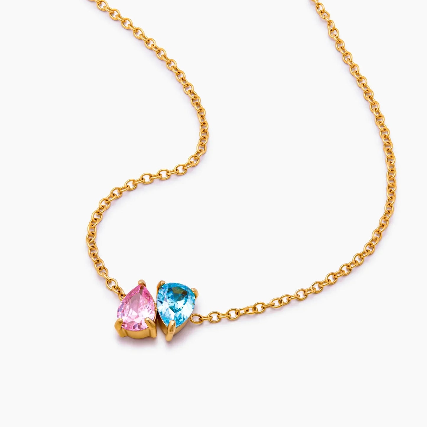 Duo Teardrop Birthstone Necklace