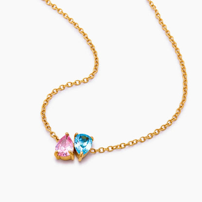 Duo Teardrop Birthstone Necklace