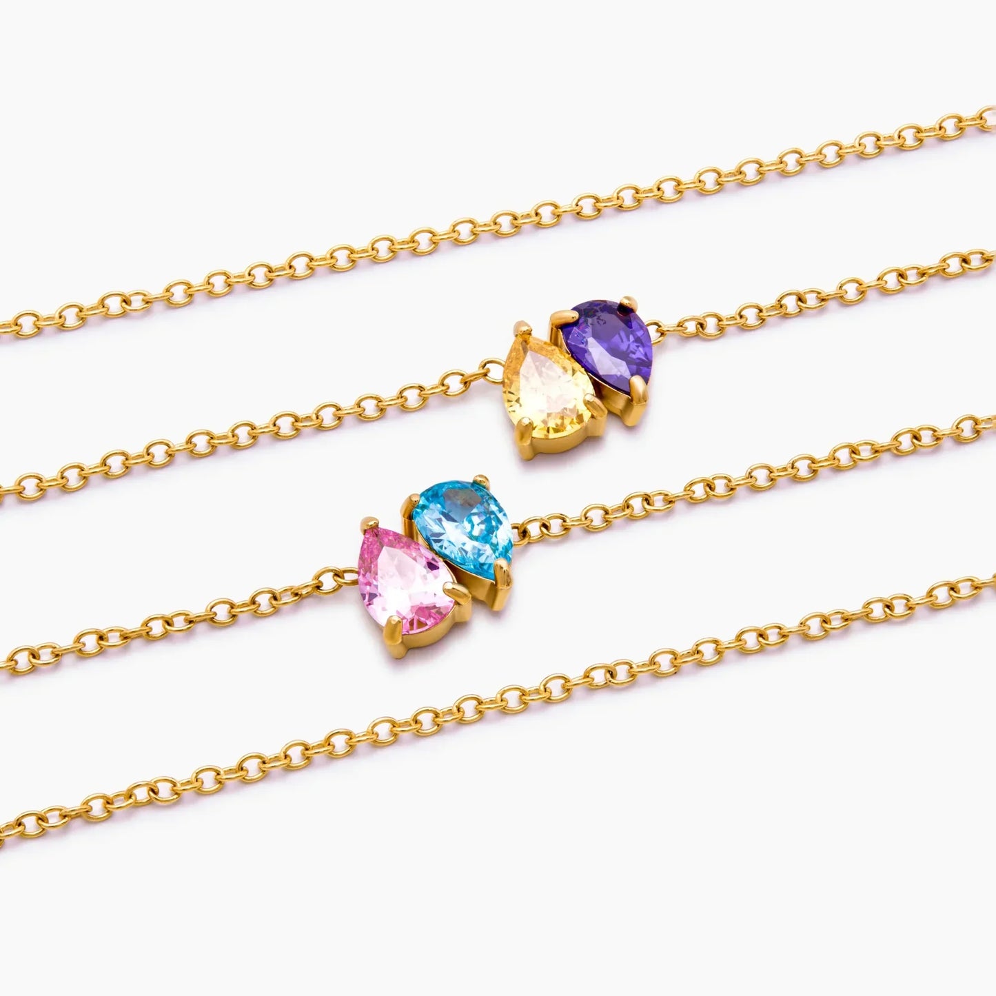 Duo Teardrop Birthstone Necklace