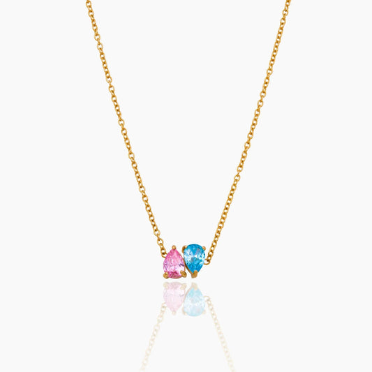Duo Teardrop Birthstone Necklace