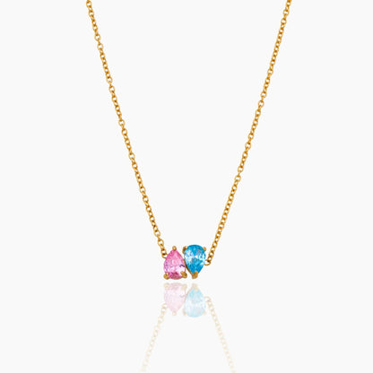 Duo Teardrop Birthstone Necklace