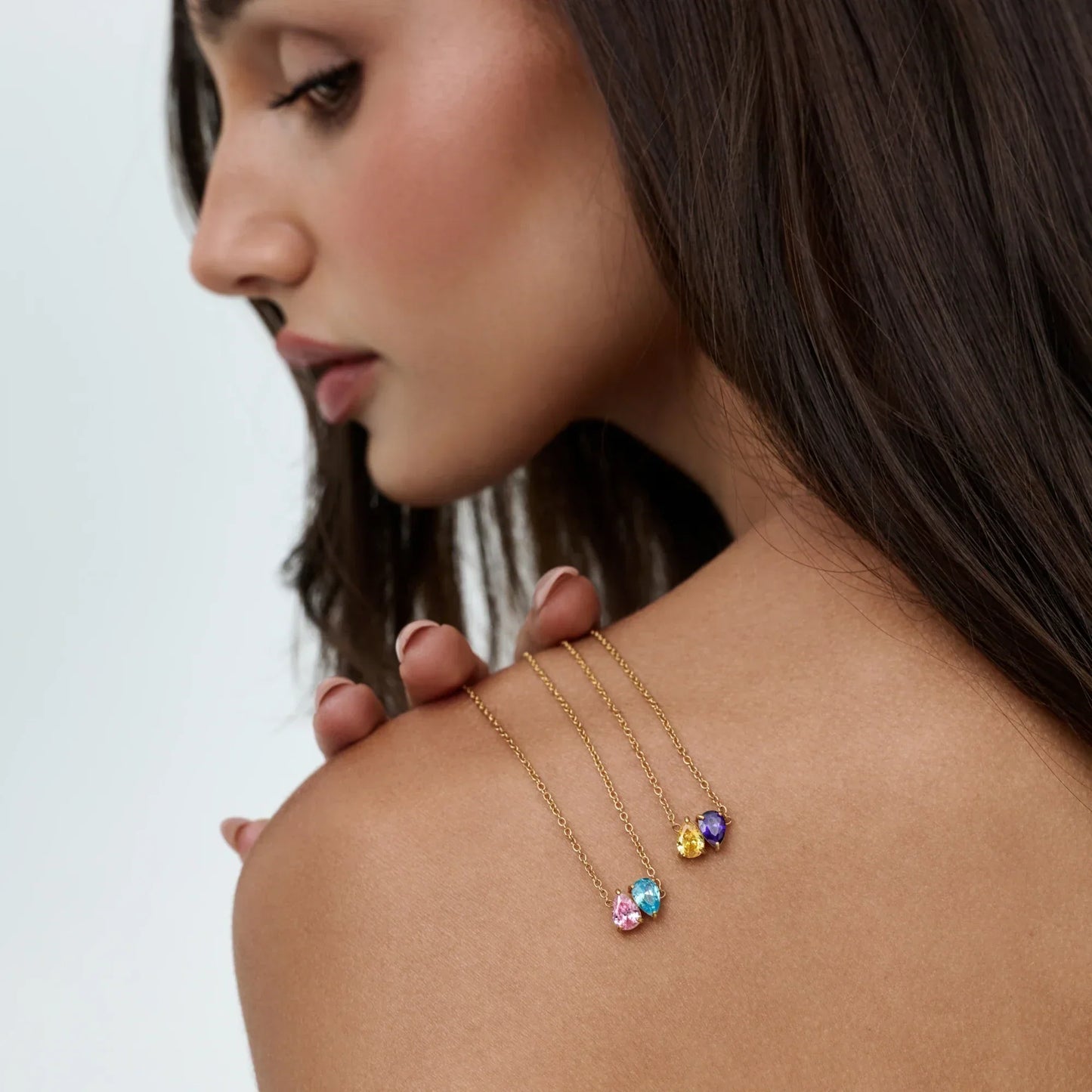 Duo Teardrop Birthstone Necklace