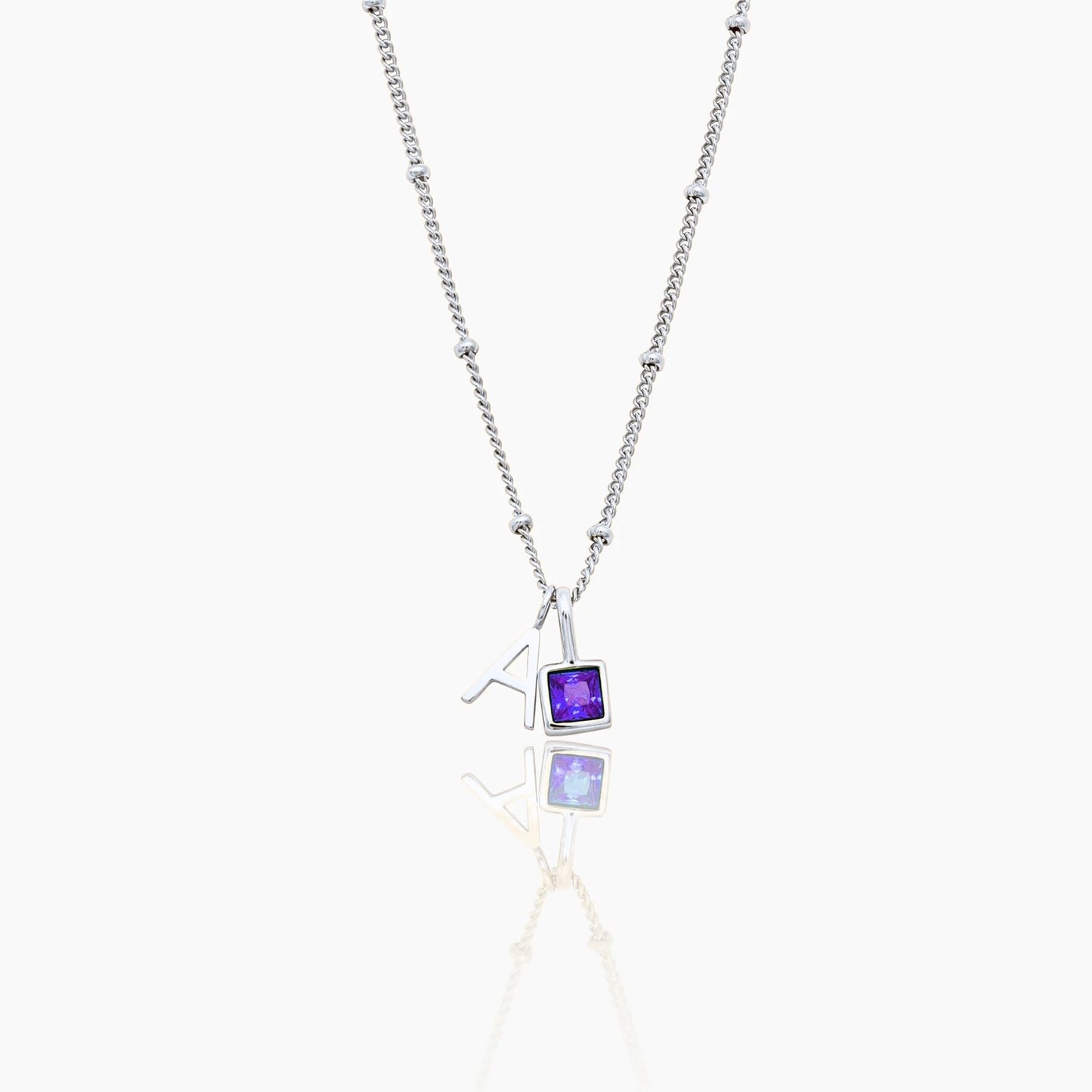 gem-initial-necklace — Silver / June-Alexandrite
