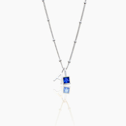 gem-initial-necklace — Silver / Sep-Sapphire