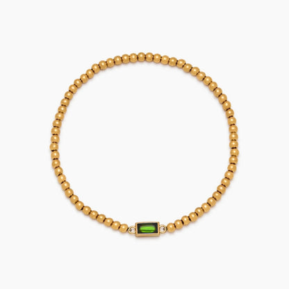 gold-beaded-birthstone-bracelet — Gold / Aug-Peridot