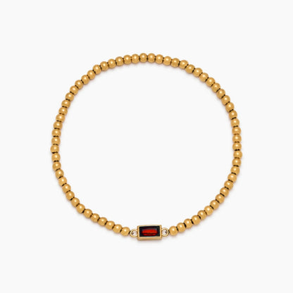 gold-beaded-birthstone-bracelet — Gold / Jan-Garnet