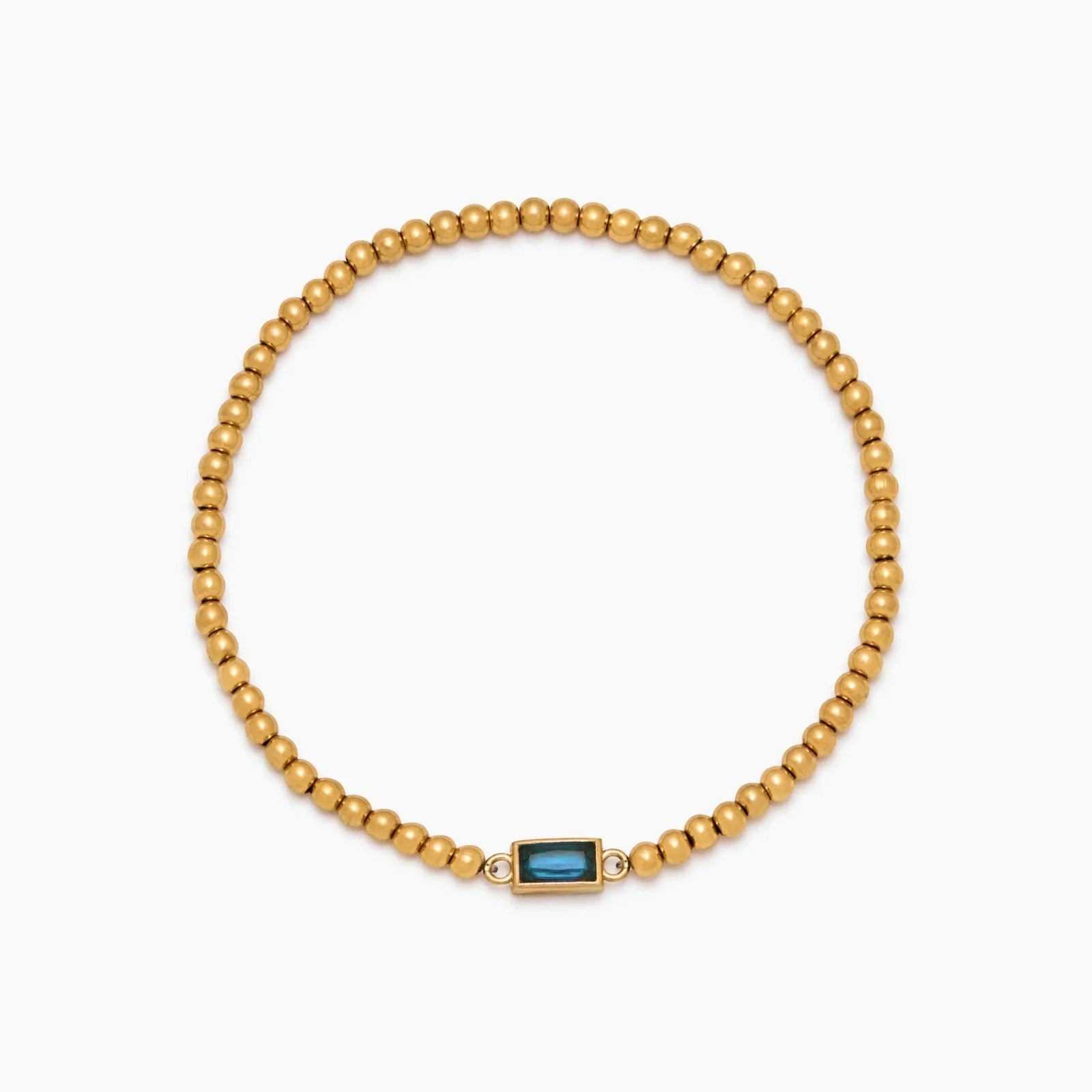 gold-beaded-birthstone-bracelet — Gold / Mar-Aquamarine
