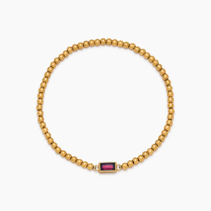 gold-beaded-birthstone-bracelet — Gold / Oct-Pink Tourmaline
