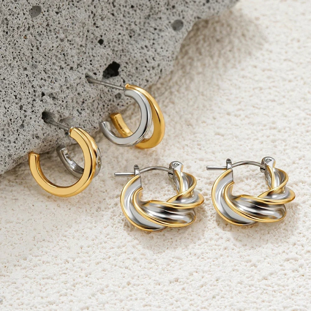 Two-Tone Twisted Hoops