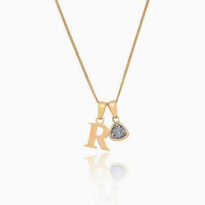 initial-birthstone-charm-necklace — Gold / April Diamond