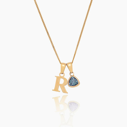initial-birthstone-charm-necklace — Gold / December Blue Topaz