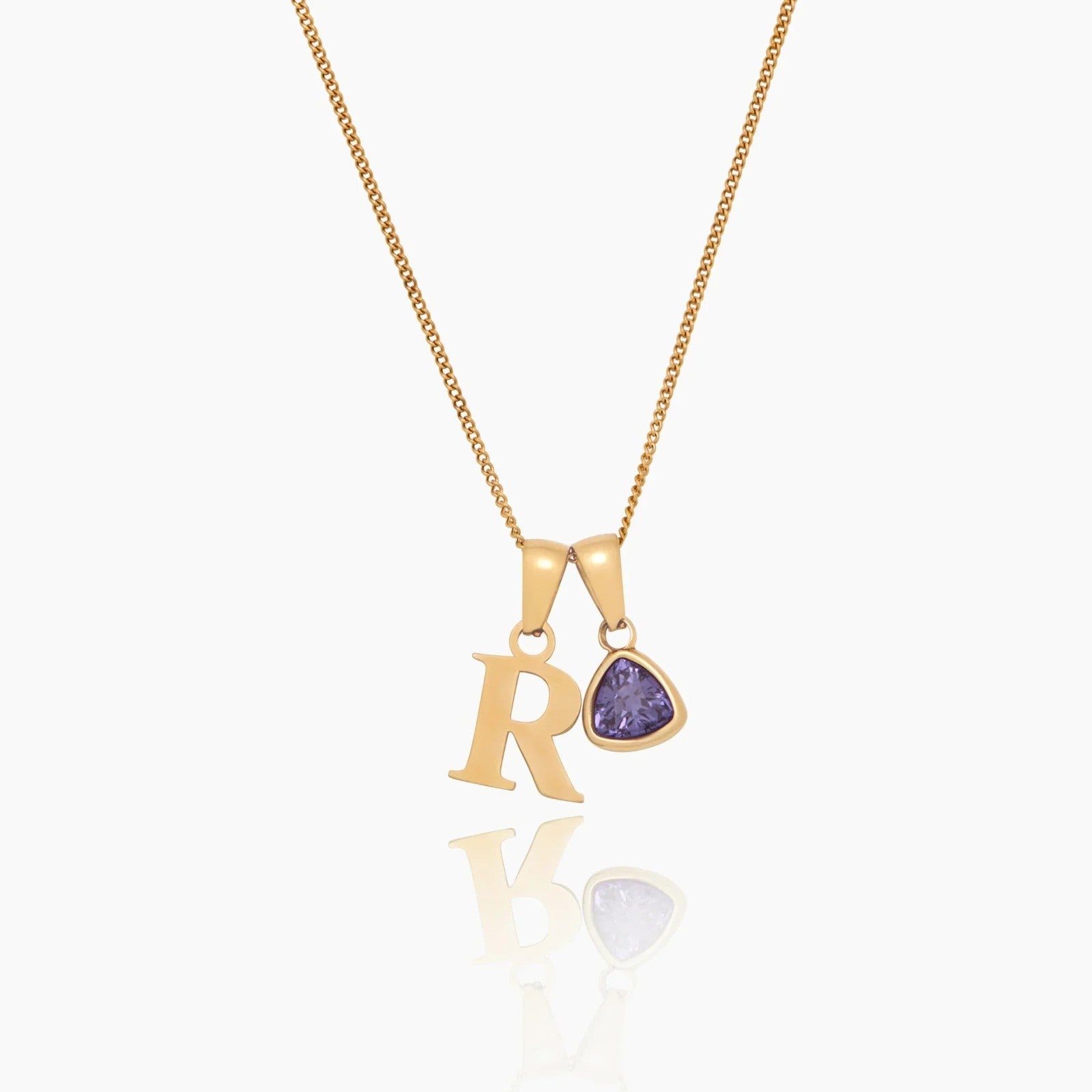initial-birthstone-charm-necklace — Gold / June Alexandrite