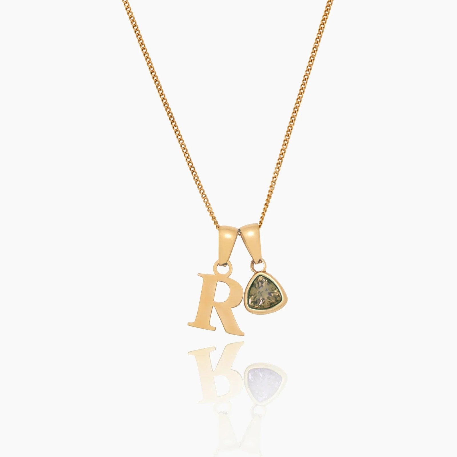 initial-birthstone-charm-necklace — Gold / November Citrine