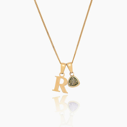initial-birthstone-charm-necklace — Gold / November Citrine