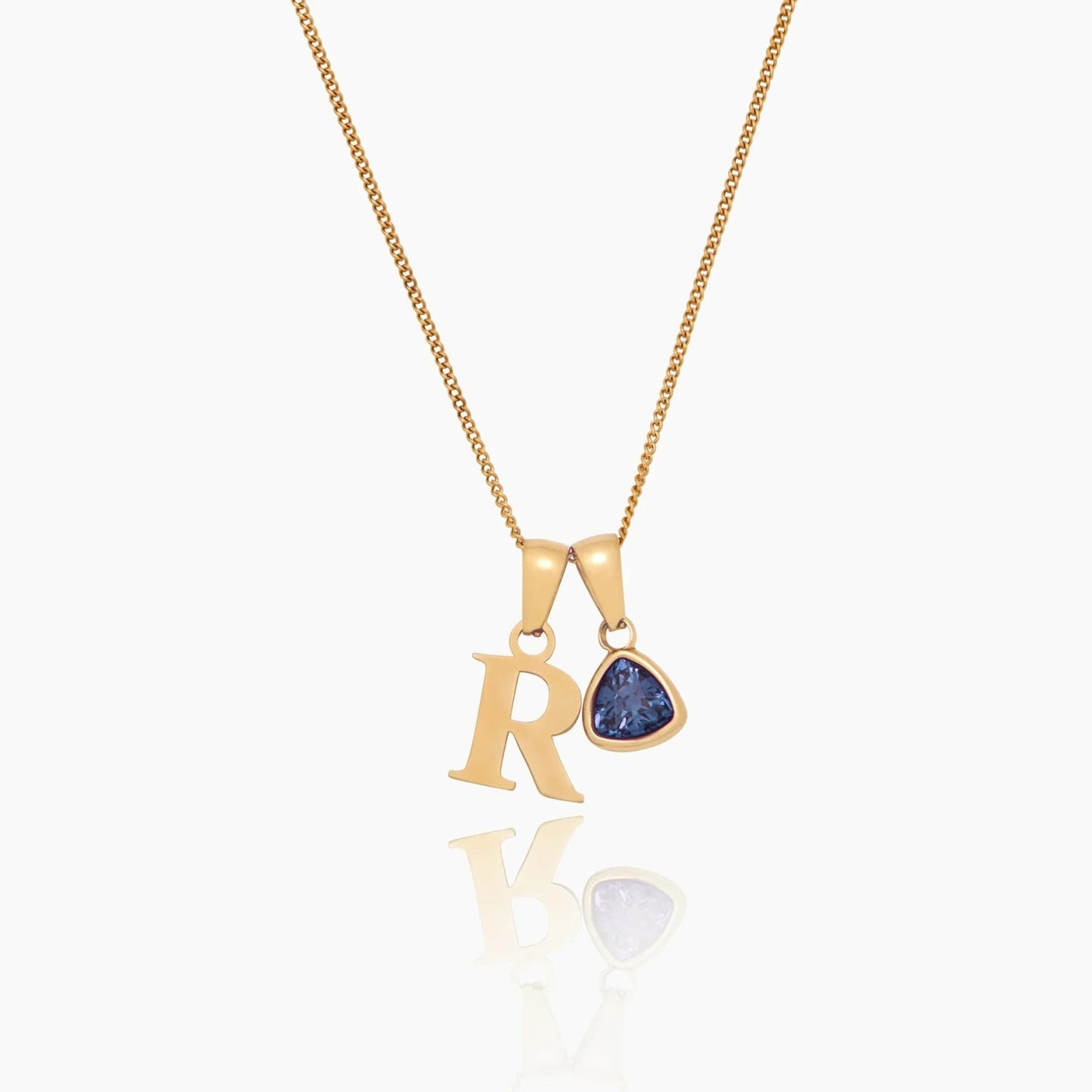 initial-birthstone-charm-necklace — Gold / September Sapphire