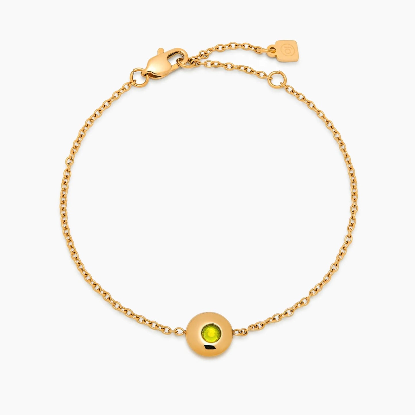 mini-birthstone-charm-bracelet — Gold / Aug-Peridot