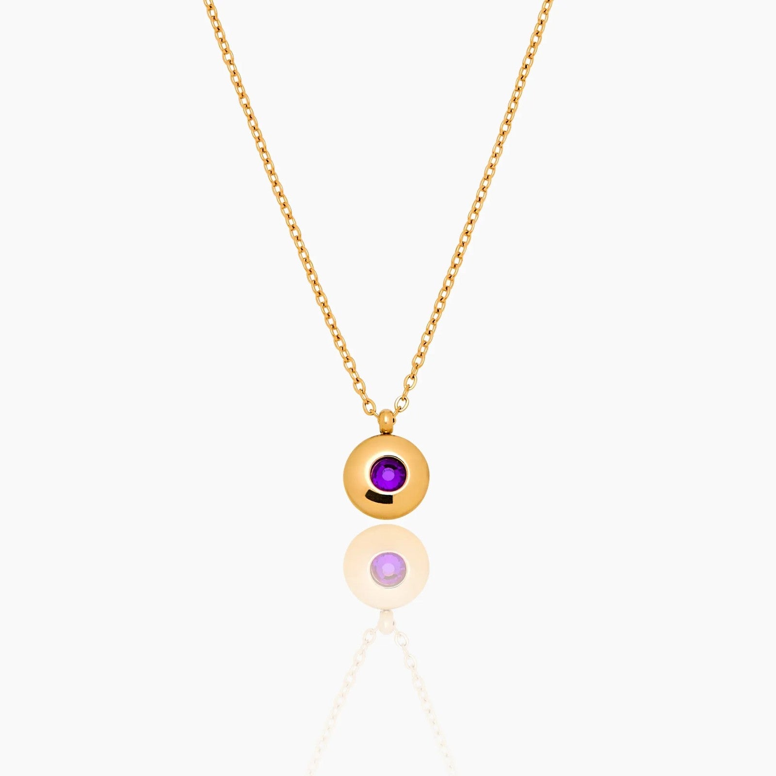 mini-birthstone-pendant-necklace — Gold / Feb-Amethyst
