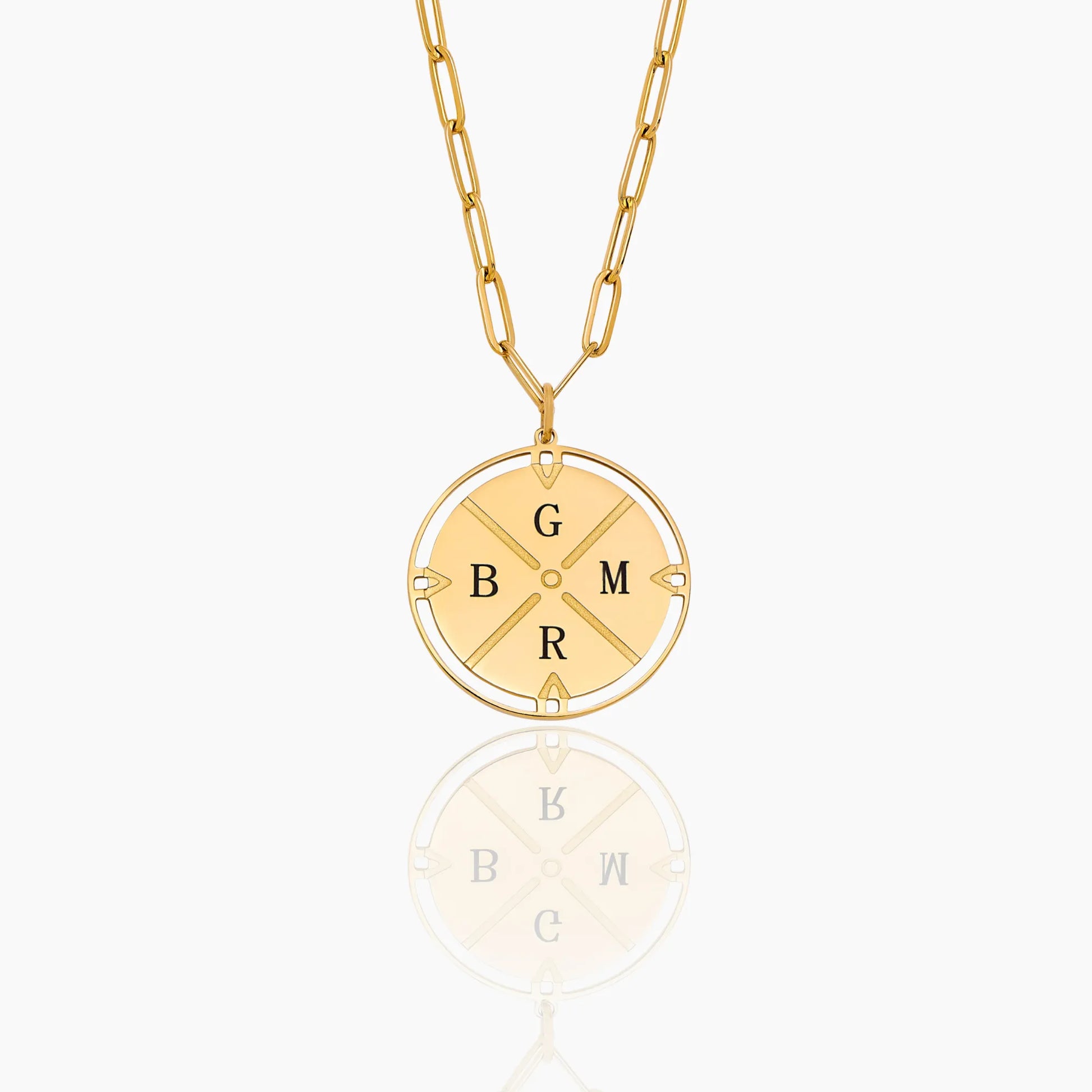 Engraved initial compass necklace gold — Olivia Jewelry