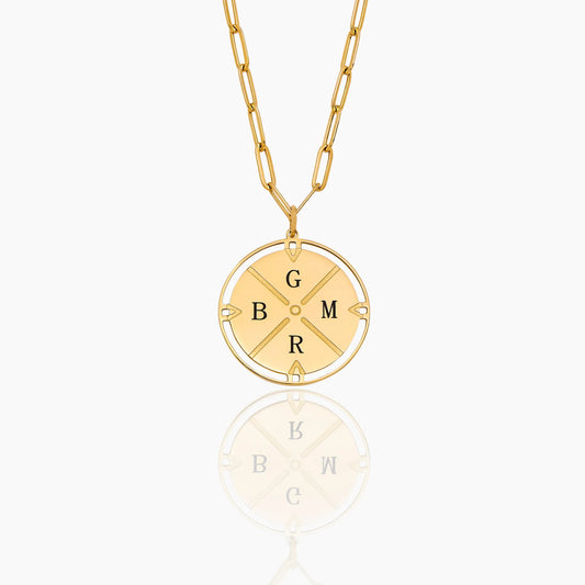 Engraved initial compass necklace gold — Olivia Jewelry
