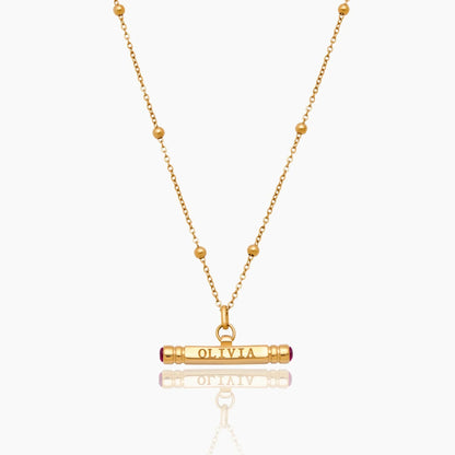 Custom Name & Birthstone T-Bar Necklace