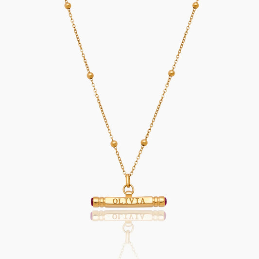 Custom Name & Birthstone T-Bar Necklace