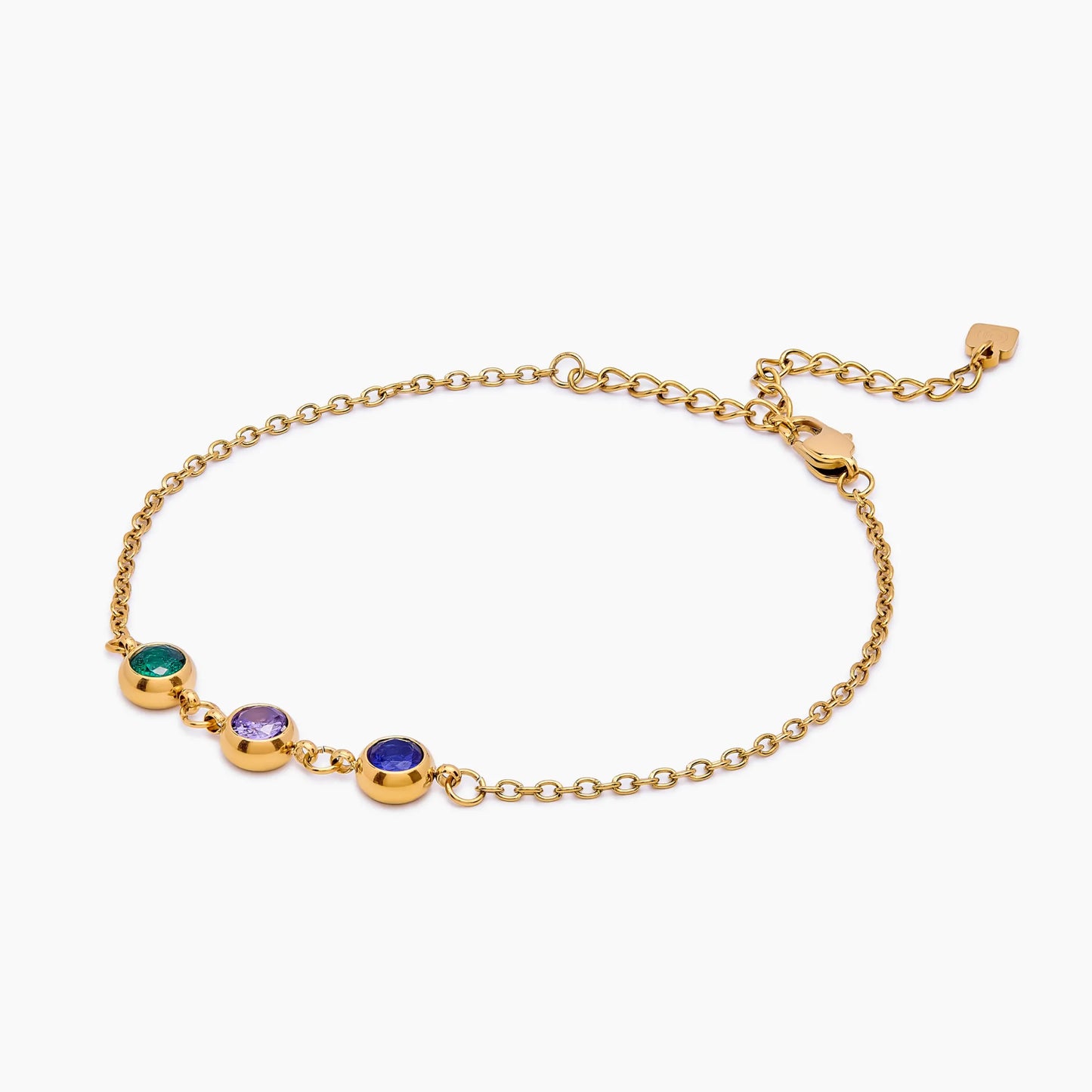 Gold multi birthstone bracelet styled — Olivia Jewelry